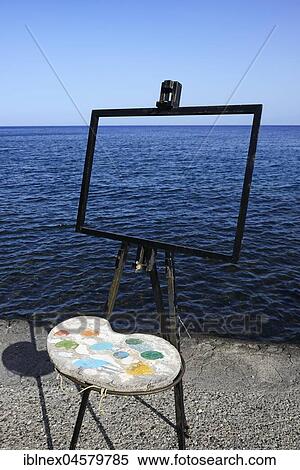 Easel and pallet in front of the sea, Vulcano Island, Lipari Islands, Italy, Europe View Large Photo Image Stock Photography - Easel and pallet in front of the sea, Vulcano Island, Lipari Islands, Italy, Europe. Fotosearch
