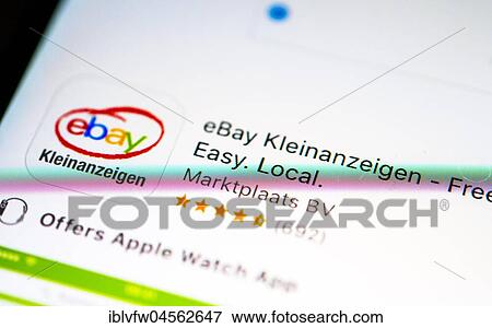 EBay Classifieds App in the Apple App Store, App-Icon, Display on a screen of a mobile phone, iPhone, iOS, Smartphone, Macro Shooting, Detail, format-filling View Large Photo Image Stock Photo - EBay Classifieds App in the Apple App Store, App-Icon, Display on a screen of a mobile phone, iPhone, iOS, Smartphone, Macro Shooting, Detail, format-filling. Fotosearch
