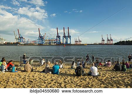 Elbe beach, Övelgönne, Hamburg, Germany, Europe View Large Photo Image Stock Image - Elbe beach, Övelgönne, Hamburg, Germany, Europe. Fotosearch