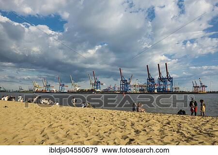 Stock Photo - Elbe beach, Övelgönne, Hamburg, Germany, Europe. Fotosearch