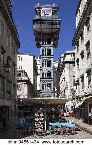 Elevator, passenger elevator, Elevador de Santa Justa, Lisbon, Portugal, Europe View Large Photo Image Picture - Elevator, passenger elevator, Elevador de Santa Justa, Lisbon, Portugal, Europe. Fotosearch