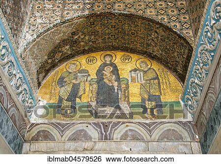 Emperor Constantinople, Justinian, Virgin Mary with Jesus, Byzantine deesismosaic, interior view of Hagia Sophia, Ayasofya, UNESCO World Cultural Heritage Site, Istanbul, Turkey, Asia View Large Photo Image Stock Photograph - Emperor Constantinople, Justinian, Virgin Mary with Jesus, Byzantine deesismosaic, interior view of Hagia Sophia, Ayasofya, UNESCO World Cultural Heritage Site, Istanbul, Turkey, Asia. Fotosearch