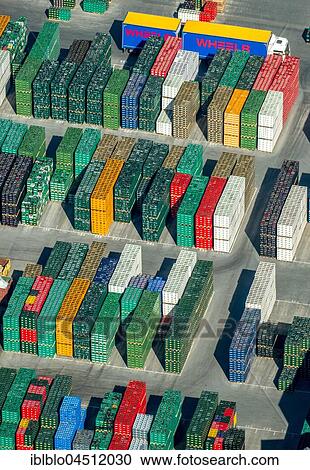 Stock Image - Empty beverage crates, recycling bottles, DAB brewery, Dortmunder Actien beer, beer brewery, Dortmund, Ruhr area, North Rhine-Westphalia, Germany, Europe. Fotosearch