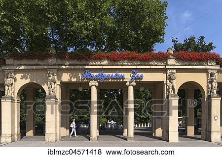 Stock Photo - Entrance portal, Stadtgarten Zoo, Karlsruhe, Baden-Württemberg, Germany, Europe. Fotosearch
