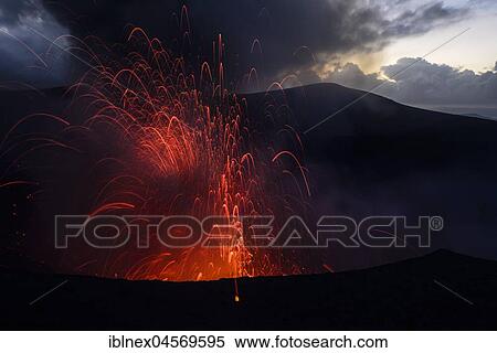 Eruption, volcanic eruption, twilight, Yasur volcano, Tanna Island, Vanuatu, South Seas, Oceania View Large Photo Image Stock Photography - Eruption, volcanic eruption, twilight, Yasur volcano, Tanna Island, Vanuatu, South Seas, Oceania. Fotosearch