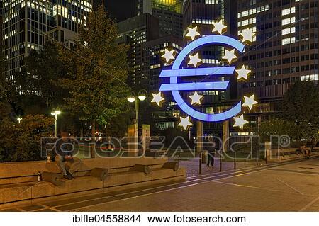 Euro sculpture in front of eurotower, city center, Willy-Brandt-Platz, Frankfurt, Hesse, Germany, Europe View Large Photo Image Picture - Euro sculpture in front of eurotower, city center, Willy-Brandt-Platz, Frankfurt, Hesse, Germany, Europe. Fotosearch