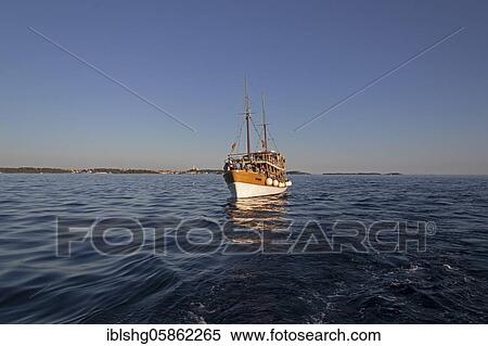 Stock Photography - Excursion boat near Rovinj, Istria, Croatia, Europe. Fotosearch