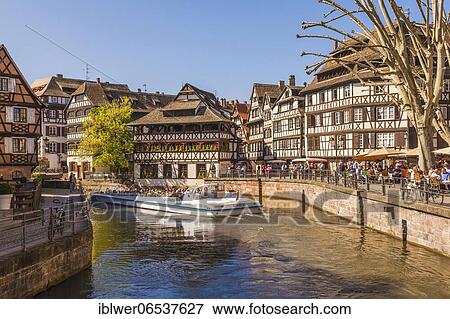 Excursion boat on the L'Ill, Restaurant, Place Benjamin Zix, Tanners' quarter La Petite France, Strasbourg, Alsace, France, Europe View Large Photo Image Stock Photo - Excursion boat on the L'Ill, Restaurant, Place Benjamin Zix, Tanners' quarter La Petite France, Strasbourg, Alsace, France, Europe. Fotosearch
