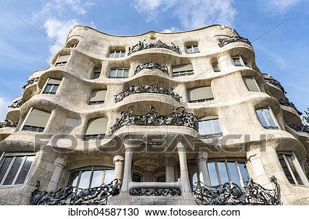 Facade, Casa Mila, La Pedrera by Antoni Gaudi, Barcelona,?? Catalonia, Spain, Europe View Large Photo Image Stock Image - Facade, Casa Mila, La Pedrera by Antoni Gaudi, Barcelona,?? Catalonia, Spain, Europe. Fotosearch