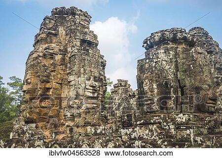 Face Towers, Stone Faces, Bodhisattva Lokeshvara, Avalokiteshvara, Temple Ruins, Bayon Temple, Angkor Thom Complex, Angkor Archaeological Park, Siem Reap Province, Cambodia, Asia View Large Photo Image Stock Photo - Face Towers, Stone Faces, Bodhisattva Lokeshvara, Avalokiteshvara, Temple Ruins, Bayon Temple, Angkor Thom Complex, Angkor Archaeological Park, Siem Reap Province, Cambodia, Asia. Fotosearch