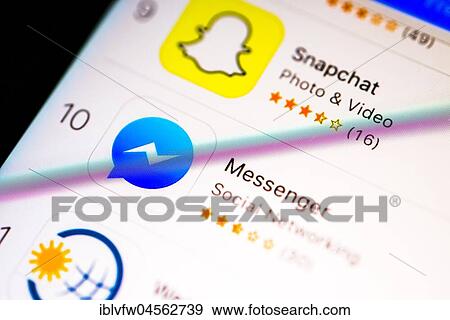 Facebook Messenger App in the Apple App Store, Instant Messenger Service, Social Network, App-Icon, Display on a screen of your mobile phone, iPhone, iOS, Smartphone, Macro Shooting, Detail, full size View Large Photo Image Stock Photo - Facebook Messenger App in the Apple App Store, Instant Messenger Service, Social Network, App-Icon, Display on a screen of your mobile phone, iPhone, iOS, Smartphone, Macro Shooting, Detail, full size. Fotosearch