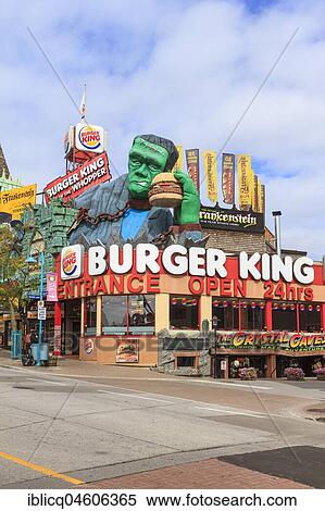 Stock Photography - Fast Food Restaurant Burger King, Clifton Hill, Niagara Falls, Ontario, Canada, North America. Fotosearch