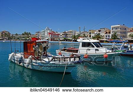 Fishing boats in the port of Sitia Regional district of Lasithi, Eastern Crete, Greece, Europe View Large Photo Image Stock Photograph - Fishing boats in the port of Sitia Regional district of Lasithi, Eastern Crete, Greece, Europe. Fotosearch