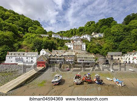 Stock Photo - Fishing port, Clovelly, Devon, England, Great Britain. Fotosearch