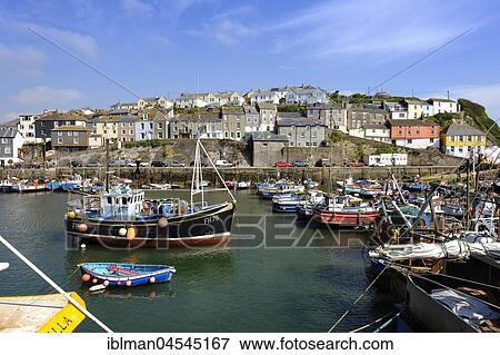 Stock Photo - Fishing port, Mevagissey, Cornwall, England, United Kingdom, Europe. Fotosearch