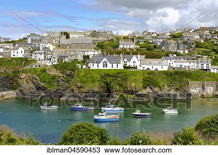 Stock Image - Fishing port, Port Isaac, Cornwall, England, Great Britain. Fotosearch