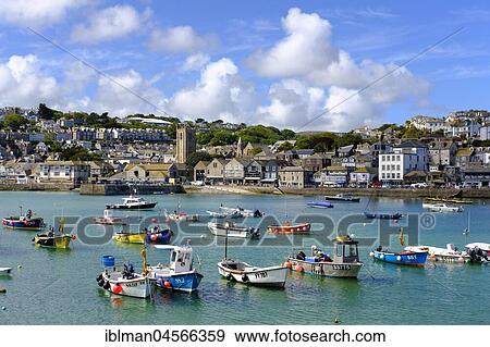 Fishing port, St Ives, Cornwall, England, Great Britain View Large Photo Image Stock Photo - Fishing port, St Ives, Cornwall, England, Great Britain. Fotosearch