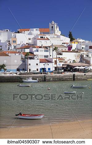 Fishing village of Ferragudo, near Portimao, Algarve, Portugal, Europe View Large Photo Image Stock Photo - Fishing village of Ferragudo, near Portimao, Algarve, Portugal, Europe. Fotosearch
