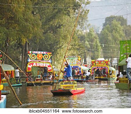 Picture - Floating market, Xochimilco, State of Mexico, Mexico, Central America. Fotosearch