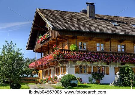 Flower-decorated farm, near Gaissach, Isarwinkel, Tölzer Land, Upper Bavaria, Bavaria, Germany, Europe View Large Photo Image Stock Photography - Flower-decorated farm, near Gaissach, Isarwinkel, Tölzer Land, Upper Bavaria, Bavaria, Germany, Europe. Fotosearch