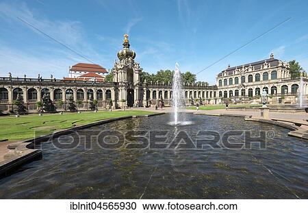 Fountain in front of kennel with Kronentor, Dresden, Saxony, Germany, Europe View Large Photo Image Stock Image - Fountain in front of kennel with Kronentor, Dresden, Saxony, Germany, Europe. Fotosearch