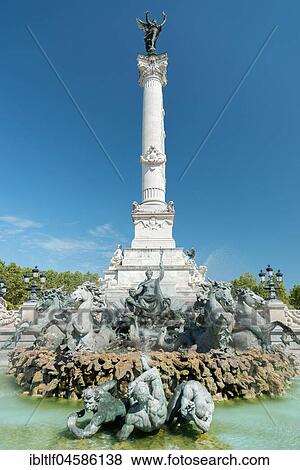 Stock Photo - Fountain of the Monument of the Girondists, Square Quinconces, Bordeaux, France, Europe. Fotosearch