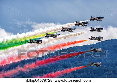 Frecce Tricolori, Aerobatic team of Italian airforce, Sion Airshow, Sion, Valais, Switzerland, Europe View Large Photo Image Stock Photo - Frecce Tricolori, Aerobatic team of Italian airforce, Sion Airshow, Sion, Valais, Switzerland, Europe. Fotosearch
