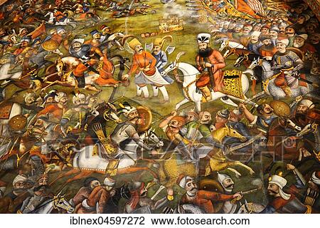 Fresco, Battle of Chaldiran or Chaldiran against the Ottoman Sultan Selim I., 1514, Palace of the Cherhelion Sotun or Chehel Sotoun, Forty Column Palace, Isfahan, Iran, Asia View Large Photo Image Stock Image - Fresco, Battle of Chaldiran or Chaldiran against the Ottoman Sultan Selim I., 1514, Palace of the Cherhelion Sotun or Chehel Sotoun, Forty Column Palace, Isfahan, Iran, Asia. Fotosearch