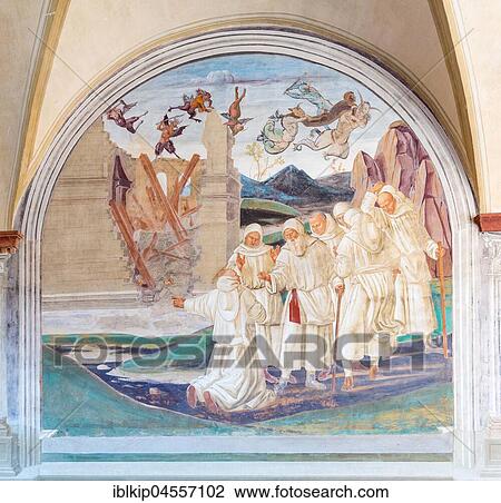 Fresco by Luca Signorelli, How God punishes Florentius, The Abbey of Monte Oliveto Maggiore, Tuscany, Italy, Europe View Large Photo Image Stock Image - Fresco by Luca Signorelli, How God punishes Florentius, The Abbey of Monte Oliveto Maggiore, Tuscany, Italy, Europe. Fotosearch