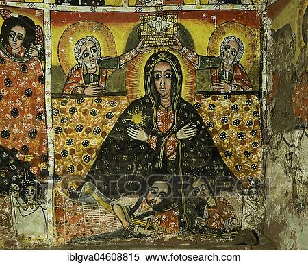 Fresco, Coronation of the Virgin Mary to the Queen of Heaven, rock church Maryam Papaseyti, Gheralta, Tigray, Ethiopia, Africa View Large Photo Image Stock Photography - Fresco, Coronation of the Virgin Mary to the Queen of Heaven, rock church Maryam Papaseyti, Gheralta, Tigray, Ethiopia, Africa. Fotosearch