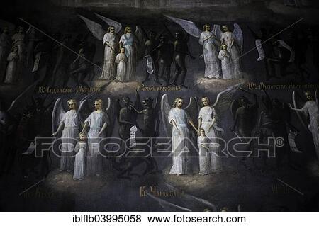 Stock Photo - Fresco, Heaven and Hell, Kiev Cave Monastery, Kijewo-Petscherska Lawra, Kiev, Ukraine, Europe. Fotosearch