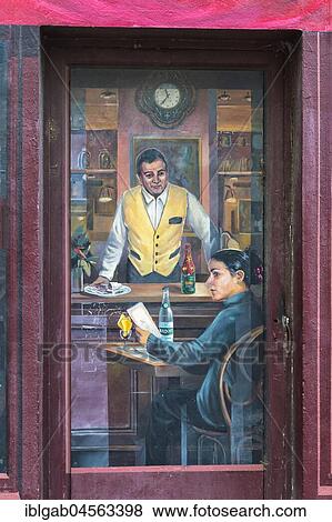 Stock Photo - Fresco "La Fresque des Lyonnais" representing known inhabitants of the city, Lyon, Rhône Alpes, France, Europe. Fotosearch