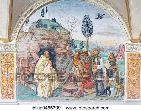 Fresco of Benedict Instructs the Peasants by Sodoma, The Abbey of Monte Oliveto Maggiore, Tuscany, Italy, Europe View Large Photo Image Stock Image - Fresco of Benedict Instructs the Peasants by Sodoma, The Abbey of Monte Oliveto Maggiore, Tuscany, Italy, Europe. Fotosearch