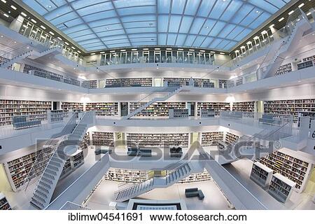 Gallery with stairs of city library, architect Eun Young Yi, Stuttgart, Baden-Württemberg, Germany, Europe View Large Photo Image Stock Image - Gallery with stairs of city library, architect Eun Young Yi, Stuttgart, Baden-Württemberg, Germany, Europe. Fotosearch