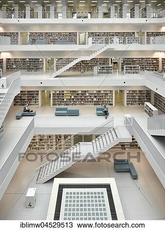 Gallery with stairs, public library, architect Eun Young Yi, Stuttgart, Baden-Württemberg, Germany, Europe View Large Photo Image Stock Image - Gallery with stairs, public library, architect Eun Young Yi, Stuttgart, Baden-Württemberg, Germany, Europe. Fotosearch