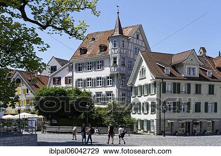 Stock Photo - Gallusplatz, St. Gallen, Canton of St. Gallen, Switzerland, Europe. Fotosearch