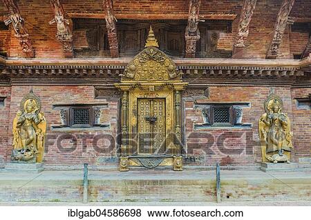 Ganga river Goddess statue on both sides of the Golden Doorway, Mul Chowk, Hanuman Dhoka Royal Palace, Patan Durbar Square, Unesco World Heritage Site, Kathmandu valley, Lalitpur, Nepal, Asia View Large Photo Image Stock Photo - Ganga river Goddess statue on both sides of the Golden Doorway, Mul Chowk, Hanuman Dhoka Royal Palace, Patan Durbar Square, Unesco World Heritage Site, Kathmandu valley, Lalitpur, Nepal, Asia. Fotosearch