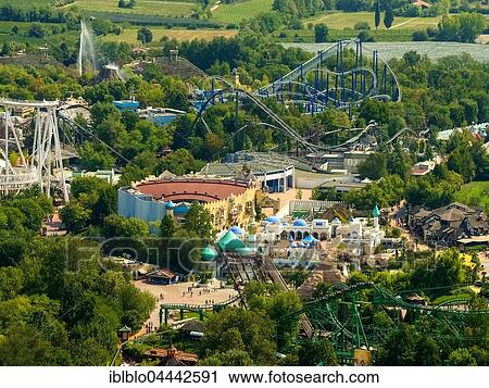 Stock Image - Gardaland amusement park, roller coaster, Ronchi, Veneto region, Italy, Europe. Fotosearch