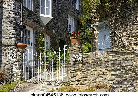 Garden gate, Blue House, Portloe, near Veryan, Cornwall, England, United Kingdom, Europe View Large Photo Image Stock Photograph - Garden gate, Blue House, Portloe, near Veryan, Cornwall, England, United Kingdom, Europe. Fotosearch