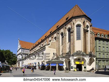Stock Photograph - German Hunting and Fishing Museum in the former Augustine Church, Neuhauser Strasse, old town, Munich, Upper Bavaria, Bavaria, Germany, Europe. Fotosearch