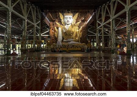 Giant Seated Buddha, Ngahtatgyi Pagoda, Yangon, Myanmar, Asia View Large Photo Image Stock Photography - Giant Seated Buddha, Ngahtatgyi Pagoda, Yangon, Myanmar, Asia. Fotosearch