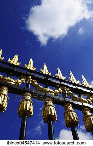 Gilded fence tops of the Palais Royal, Brussels, Belgium, Europe View Large Photo Image Picture - Gilded fence tops of the Palais Royal, Brussels, Belgium, Europe. Fotosearch