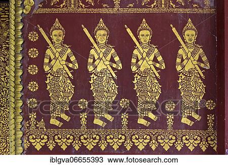 Gilded representations of symbolic temple guards, Wat Souvannakhirii temple, Luang Prabang, Laos, Asia View Large Photo Image Stock Image - Gilded representations of symbolic temple guards, Wat Souvannakhirii temple, Luang Prabang, Laos, Asia. Fotosearch