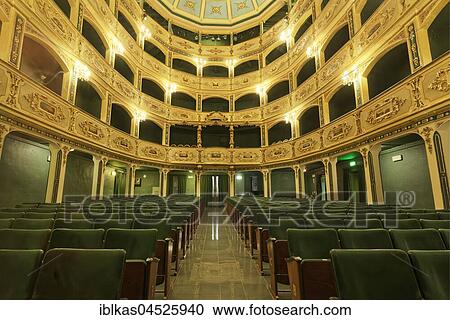 Stock Image - Gold decorated auditorium, Manoel Theater, Maltese National Theater, Valletta, Malta, Europe. Fotosearch
