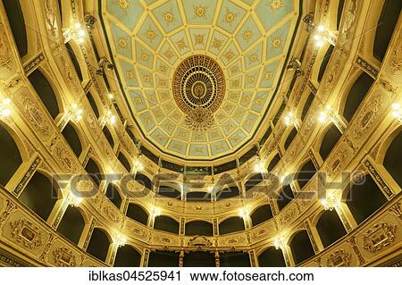 Stock Image - Gold decorated auditorium, Manoel Theater, Maltese National Theater, Valletta, Malta, Europe. Fotosearch