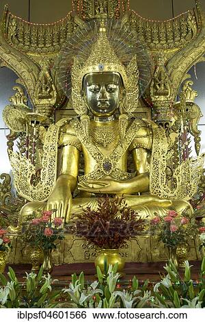 Stock Photograph - Golden Buddha in the Shwe Yin Myaw Pagoda, also Shweyinhmyaw Paya, Hpa-an, Myanmar, Asia. Fotosearch