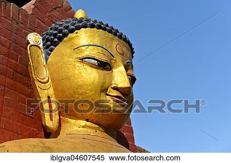 Golden Buddha, Portrait, Monkey Temple, Swayambhunath Templanlage, Kathmandu, Nepal, Asia View Large Photo Image Stock Photography - Golden Buddha, Portrait, Monkey Temple, Swayambhunath Templanlage, Kathmandu, Nepal, Asia. Fotosearch