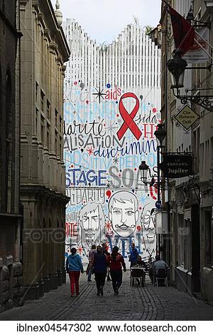 Graffito, House painting for AIDS prevention, Marché aux Herbes, Grasmarkt, Brussels, Belgium, Europe View Large Photo Image Stock Image - Graffito, House painting for AIDS prevention, Marché aux Herbes, Grasmarkt, Brussels, Belgium, Europe. Fotosearch