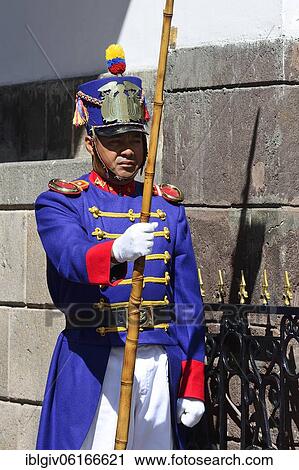 Guard in colourful uniform in front of the seat of government Palacio de Carondelet, Quito, Pichincha Province, Ecuador, South America View Large Photo Image Stock Image - Guard in colourful uniform in front of the seat of government Palacio de Carondelet, Quito, Pichincha Province, Ecuador, South America. Fotosearch