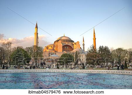 Hagia Sophia at sunset, Ayasofya, fountain in Sultanahmet, Sultan Ahmed Park, Istanbul, European part, Turkey, Asia View Large Photo Image Stock Photograph - Hagia Sophia at sunset, Ayasofya, fountain in Sultanahmet, Sultan Ahmed Park, Istanbul, European part, Turkey, Asia. Fotosearch